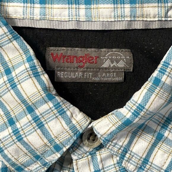 Wrangler Shirt Mens Large Plaid Long Sleeve Casual Button Up Vented Breathable - Picture 3 of 16